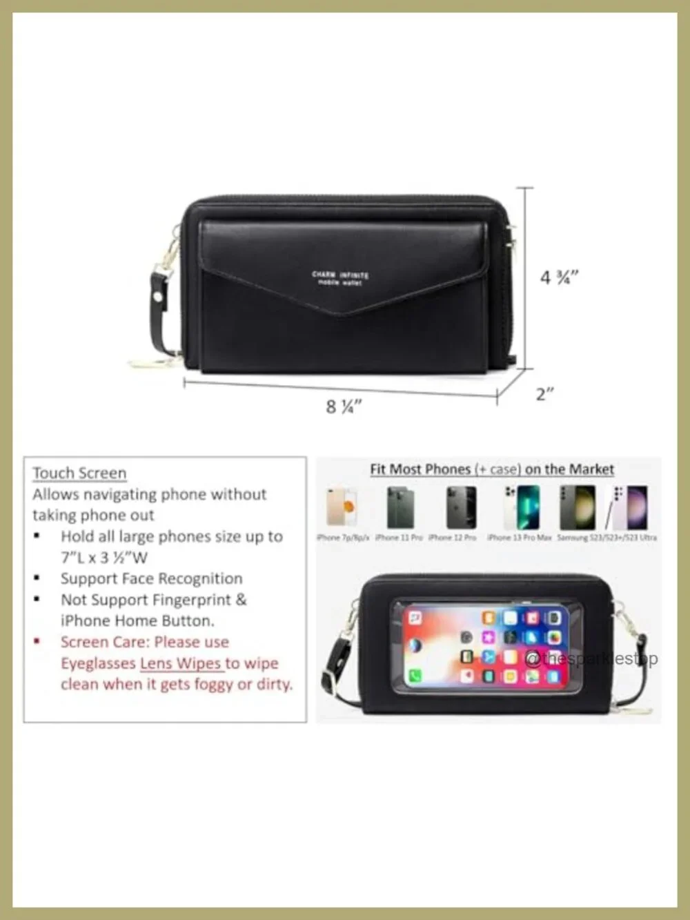 Faux Leather Crossbody Phone Bag Women RFID Blocking Touch Screen Wallet